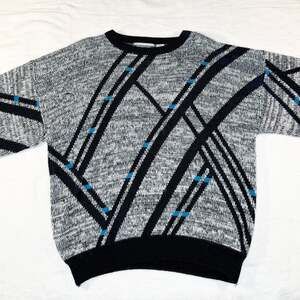 Vintage 80s Marquis Abstract Geometric Crewneck Acrylic Sweater XL